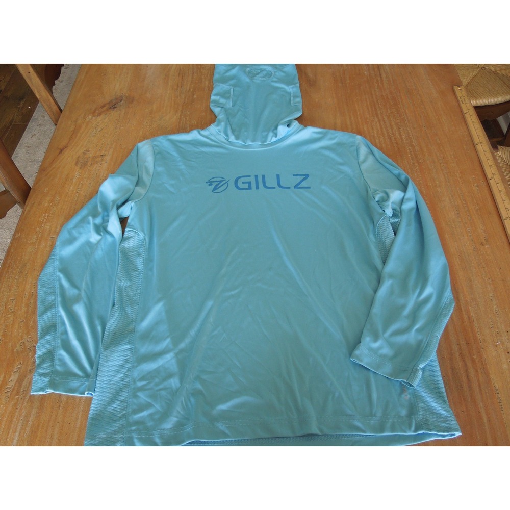 Gillz Mens UV Protection Fishing Shirt with Neck Gaiter Blue Size Large L/G‎